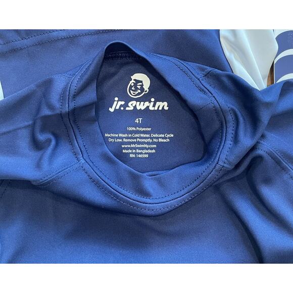 Boys Jr Swim Tee Size 4T ~ Navy Blue and White UPF 50+ ✨NEW✨ Water Resistant - Picture 4 of 8